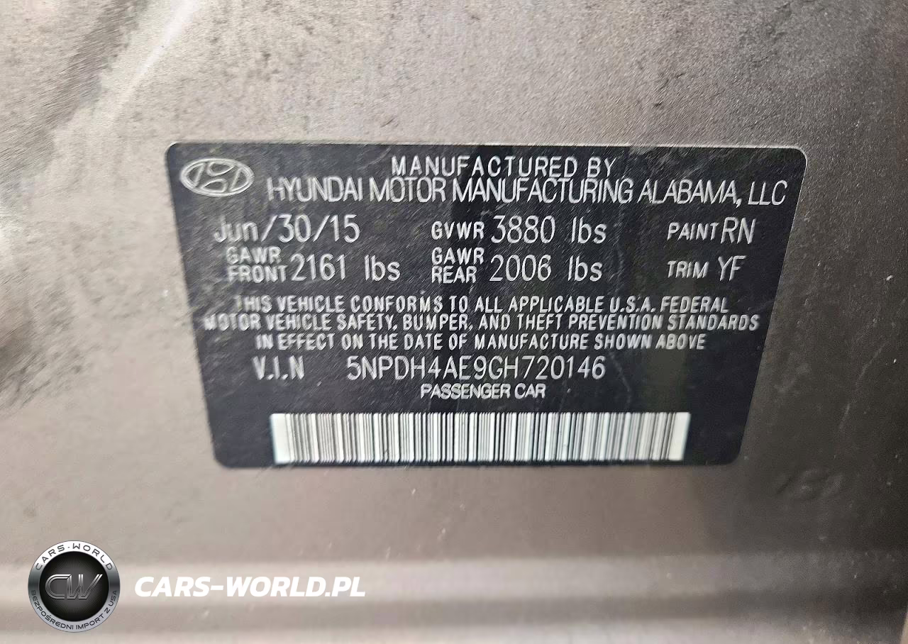 2016 Hyundai Elantra Se VIN:5NPDH4AE9GH720146 - 12