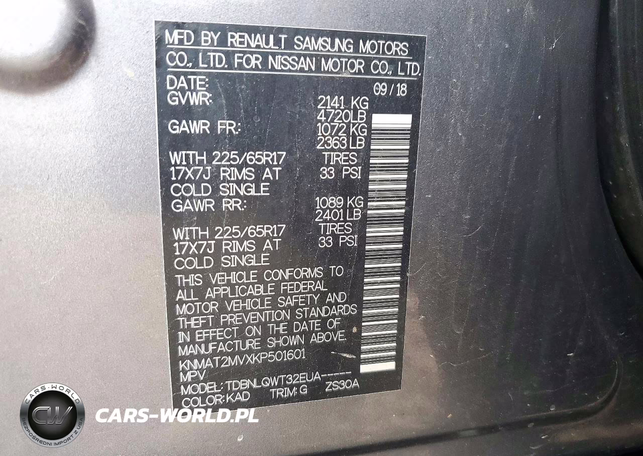 2019 Nissan Rogue Sv VIN:KNMAT2MVXKP501601 - 13