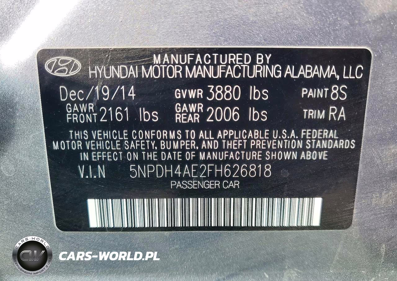 2015 Hyundai Elantra Se VIN:5NPDH4AE2FH626818 - 12
