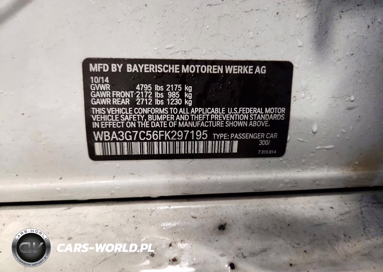 2015 BMW 328 Xi VIN:WBA3G7C56FK297195 - 12