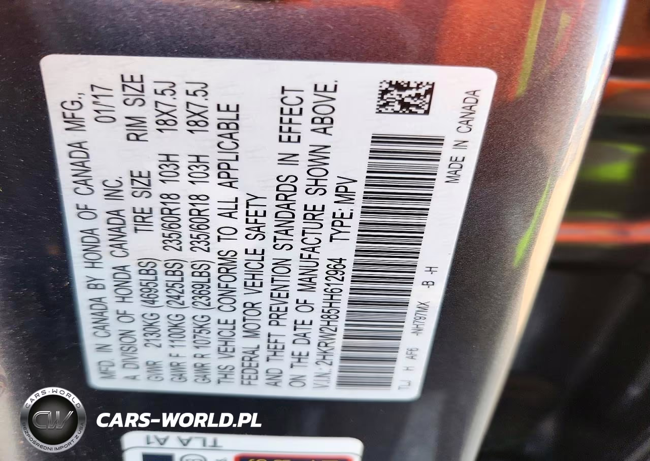 2017 Honda Cr-V Exl VIN:2HKRW2H85HH612964 - 14