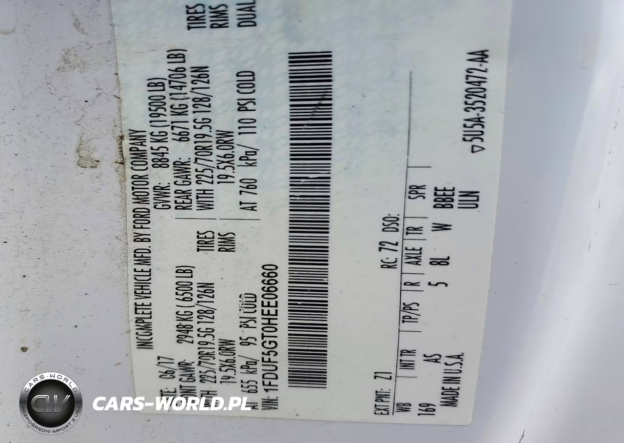 2017 Ford F550 Super Duty VIN:1FDUF5GT0HEE06660 - 12