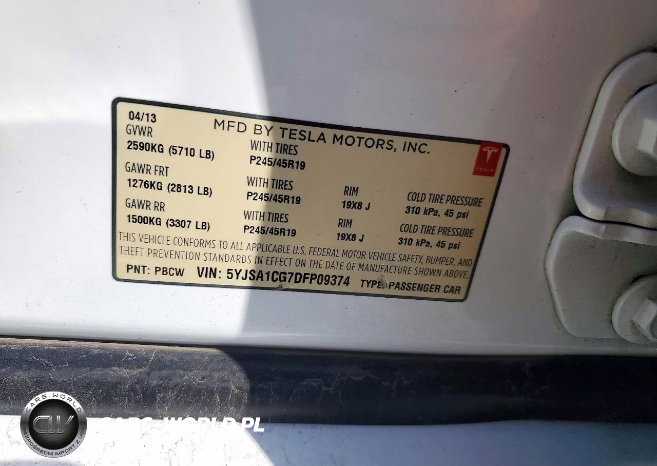 2013 Tesla Model S VIN:5YJSA1CG7DFP09374 - 12