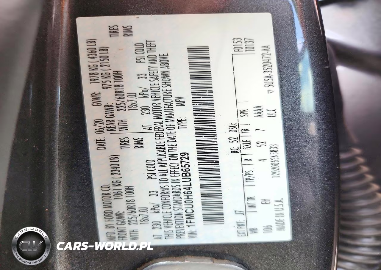 2020 Ford Escape Sel VIN:1FMCU0H64LUB65729 - 13
