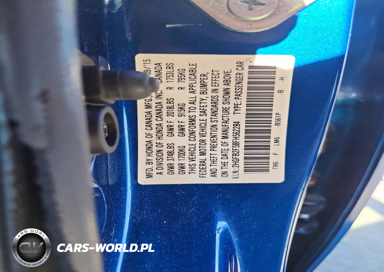 2015 Honda Civic Lx VIN:2HGFB2F58FH562284 - 12
