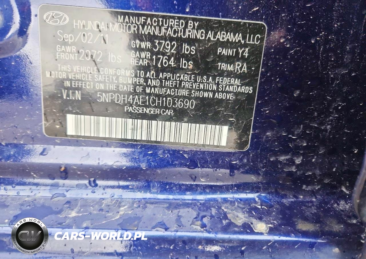 2012 Hyundai Elantra Gls VIN:5NPDH4AE1CH103690 - 12