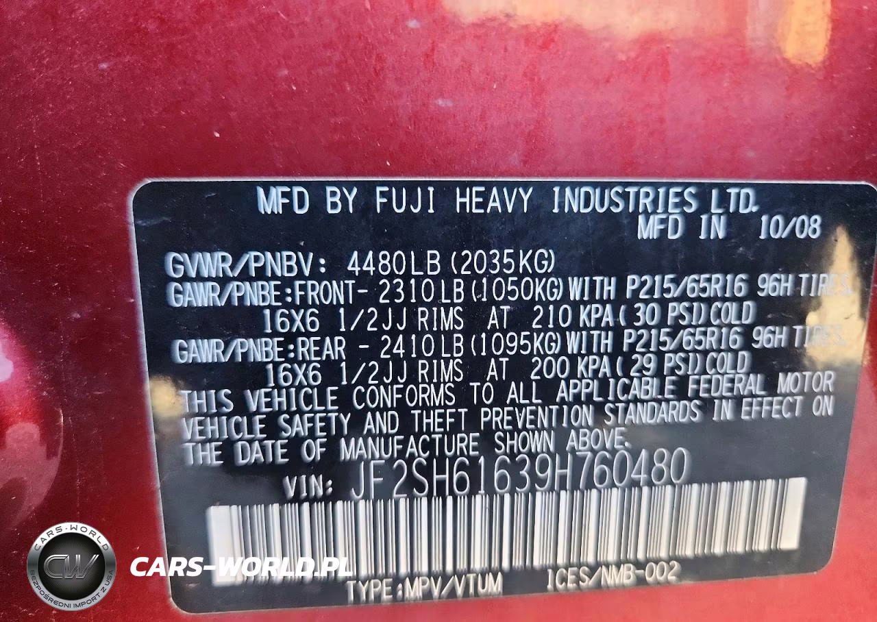 2009 Subaru Forester 2.5X VIN:JF2SH61639H760480 - 12
