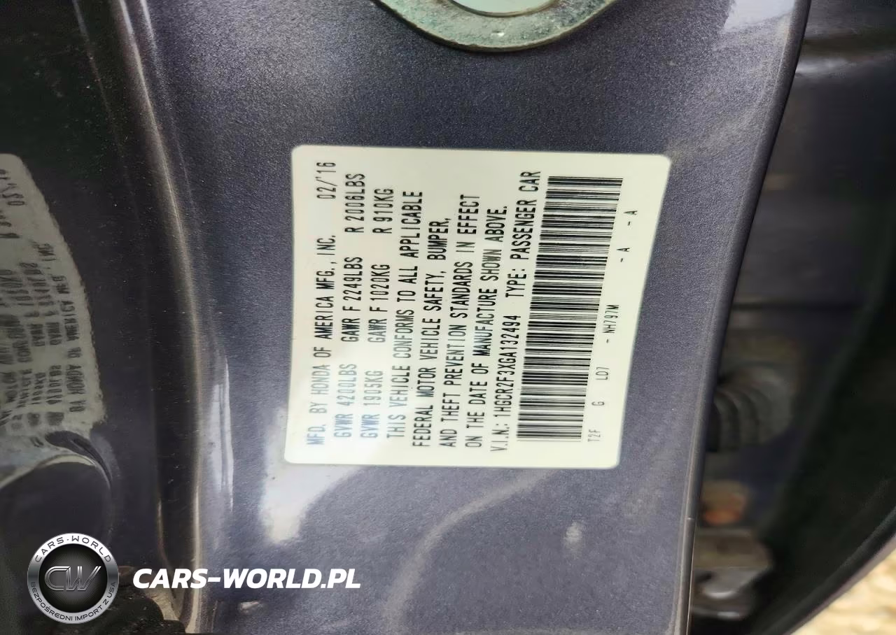2016 Honda Accord Lx VIN:1HGCR2F3XGA132494 - 13