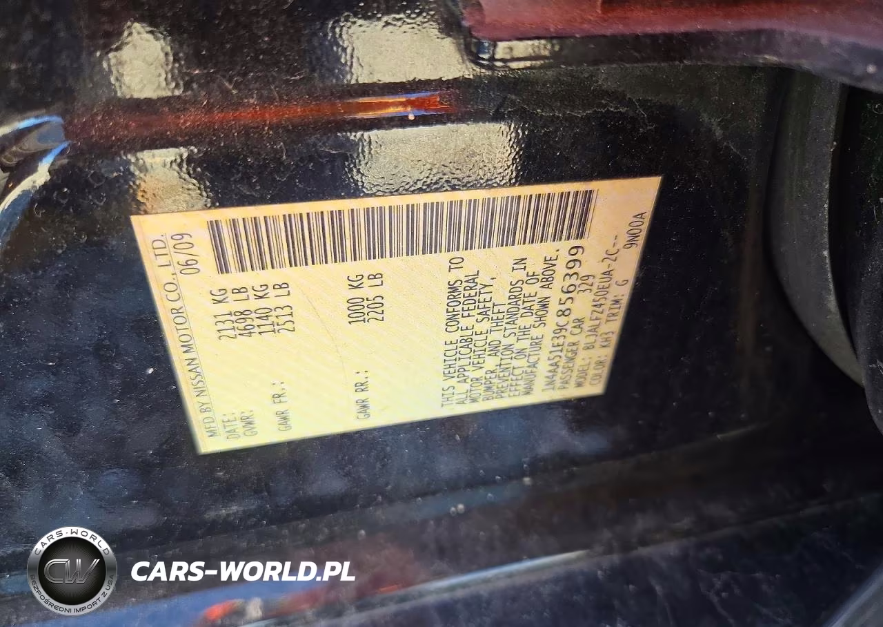 2009 Nissan Maxima 3.5 S VIN:1N4AA51E39C856399 - 12