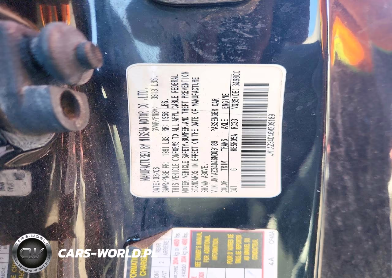 2006 Nissan 350Z VIN:JN1AZ34D46M309189 - 12