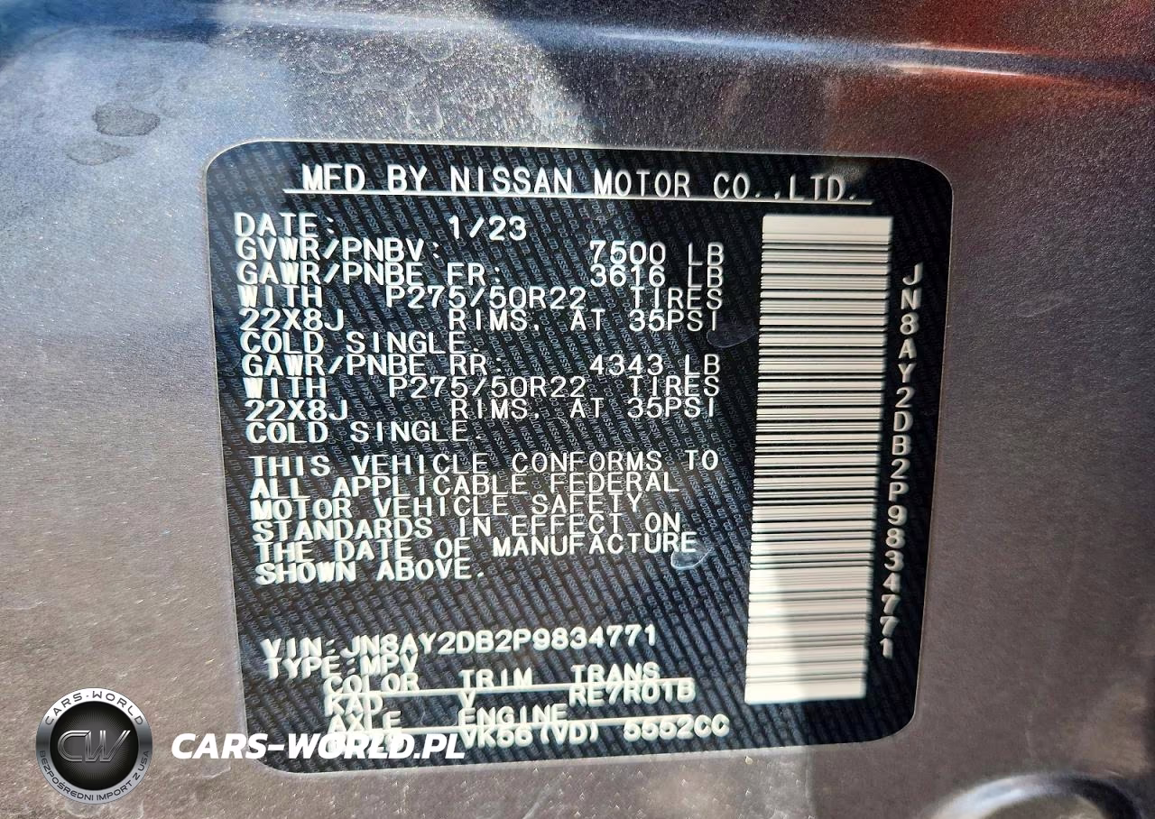 2023 Nissan Armada Platinum VIN:JN8AY2DB2P9834771 - 13