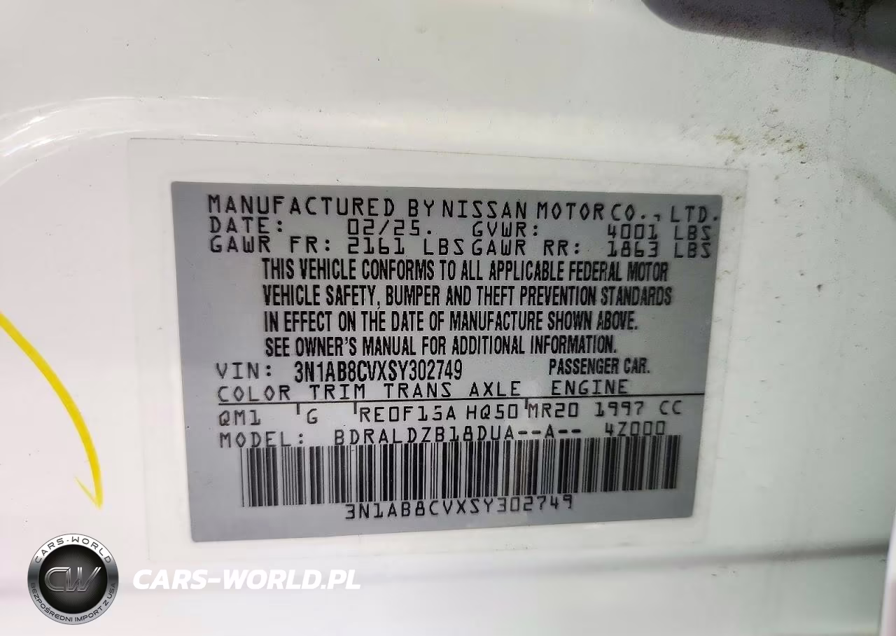 2025 Nissan Sentra Sv VIN:3N1AB8CVXSY302749 - 13