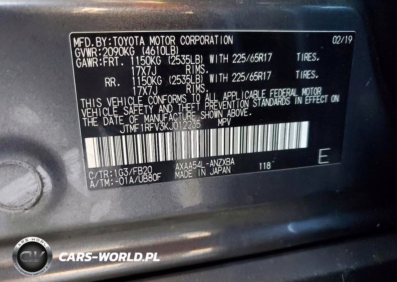 2019 Toyota Rav4 Le VIN:JTMF1RFV3KJ012235 - 12