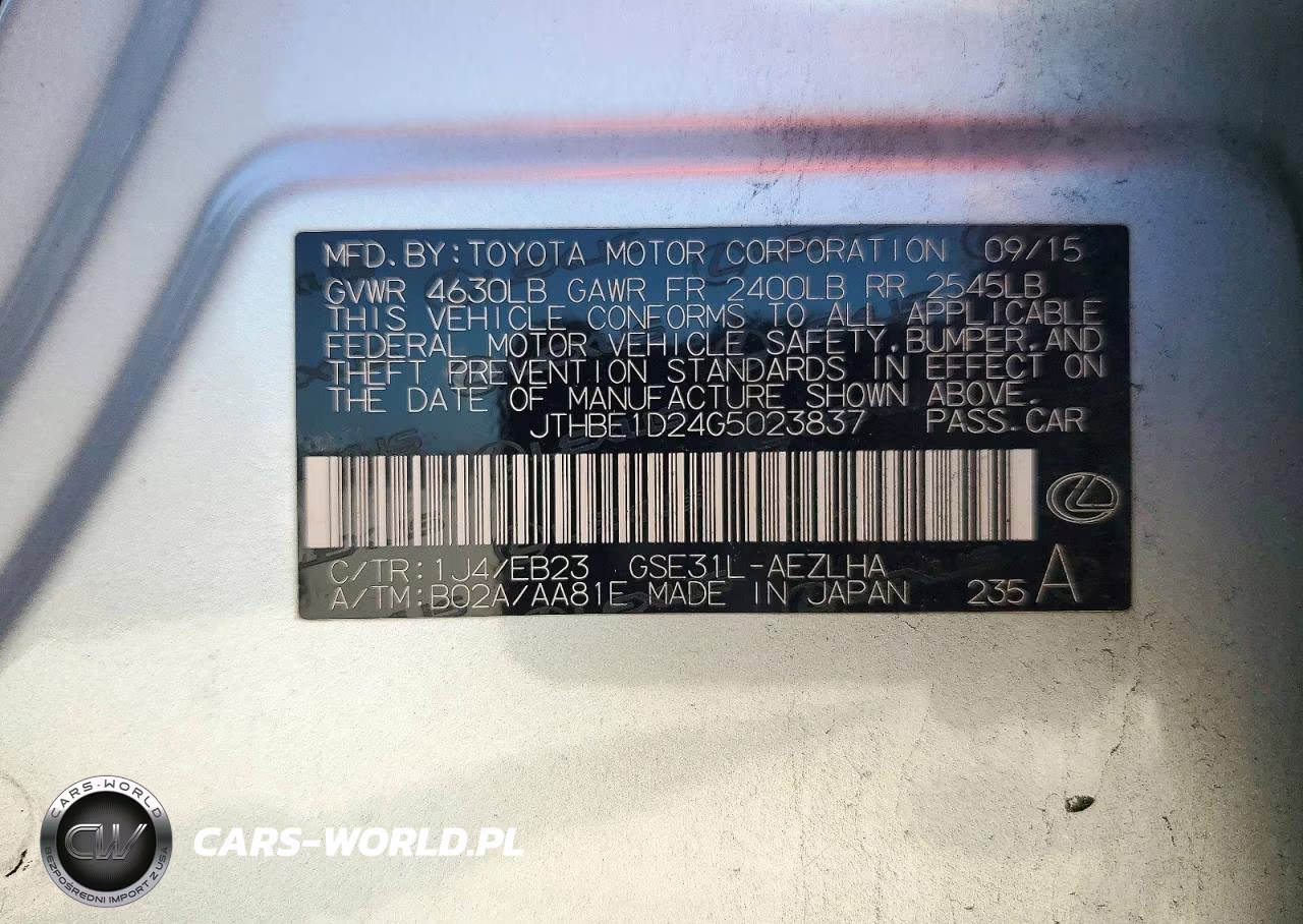 2016 Lexus Is 350 VIN:JTHBE1D24G5023837 - 12