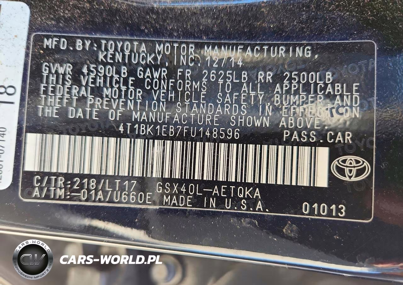 2015 Toyota Avalon Xle Touring VIN:4T1BK1EB7FU148596 - 12