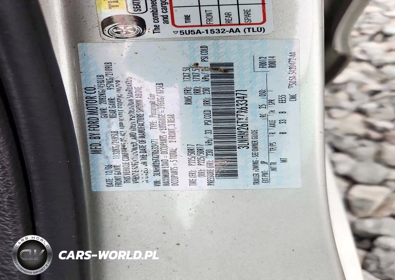 2007 Lincoln Mkz VIN:3LNHM26TX7R633471 - 13