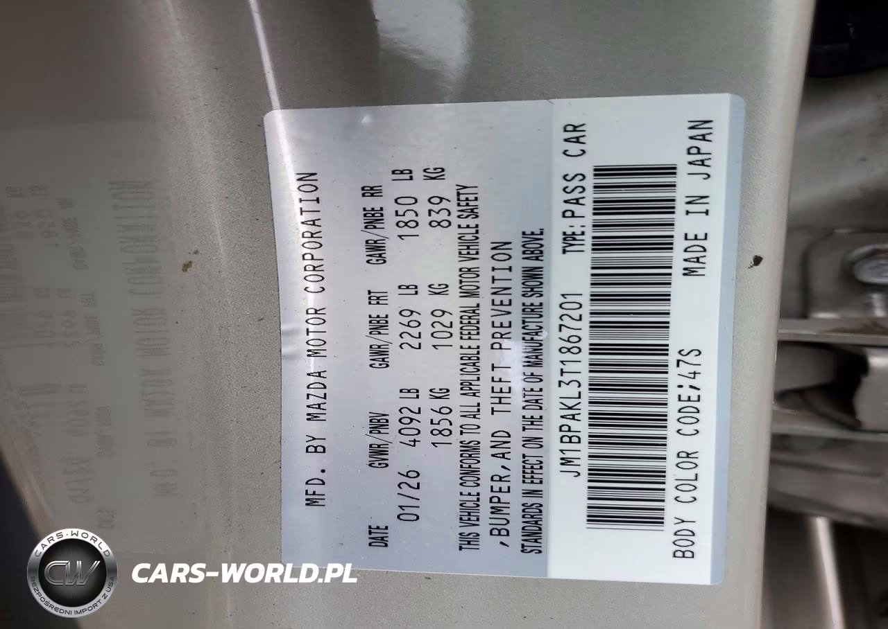 2026 Mazda 3 Select Sport VIN:JM1BPAKL3T1867201 - 12