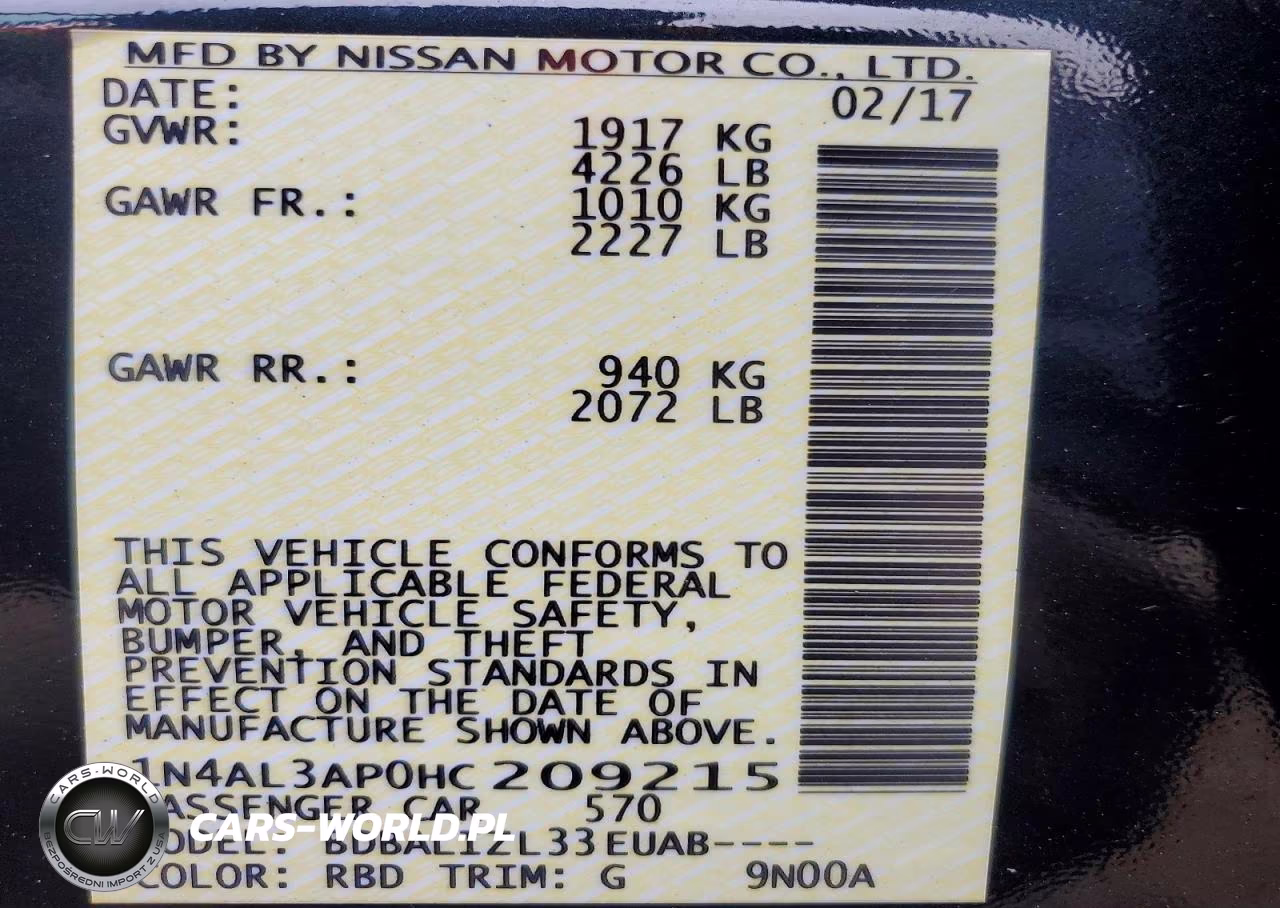 2017 Nissan Altima 2.5 Sv VIN:1N4AL3AP0HC209215 - 12