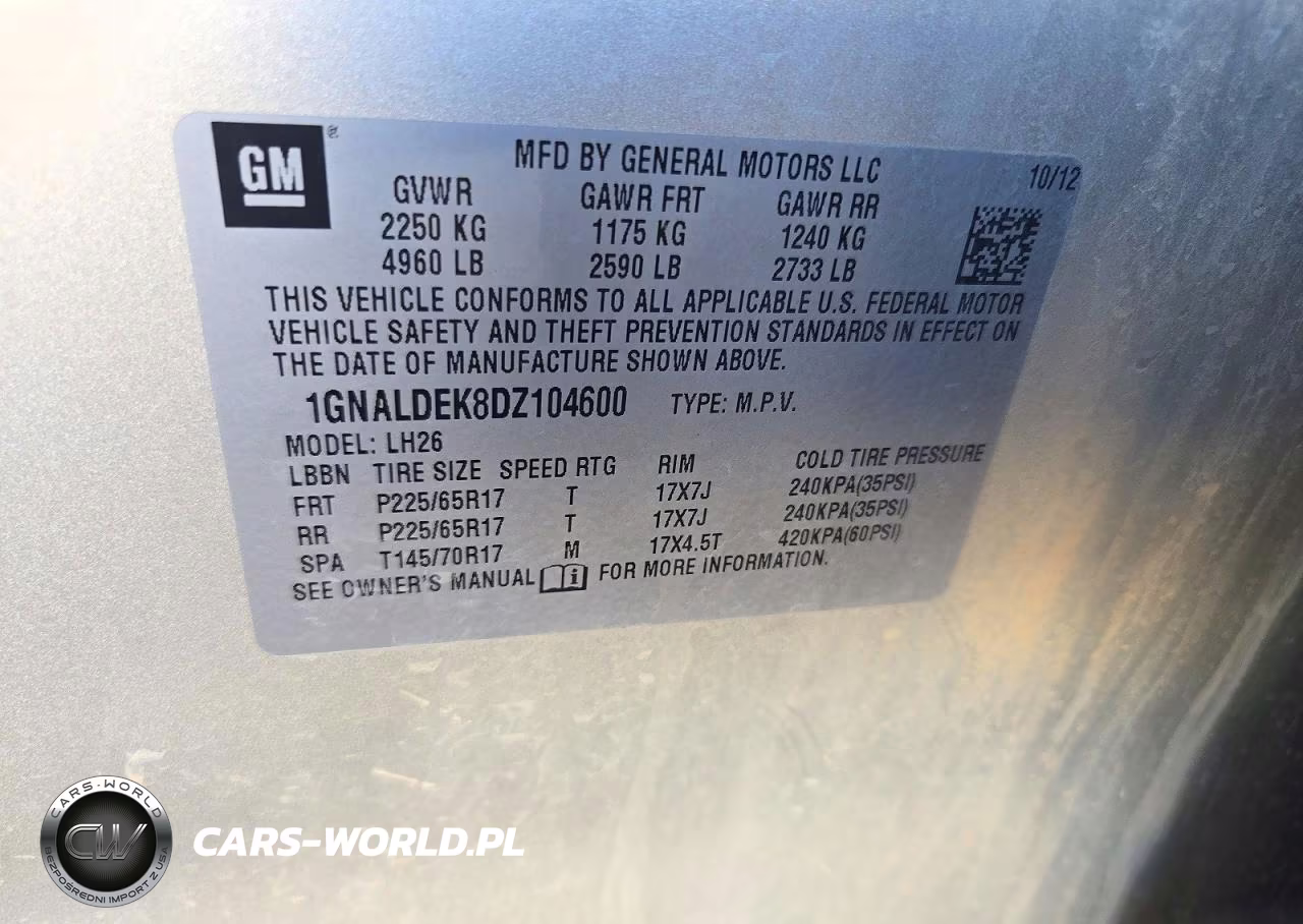 2013 Chevrolet Equinox Lt VIN:1GNALDEK8DZ104600 - 12