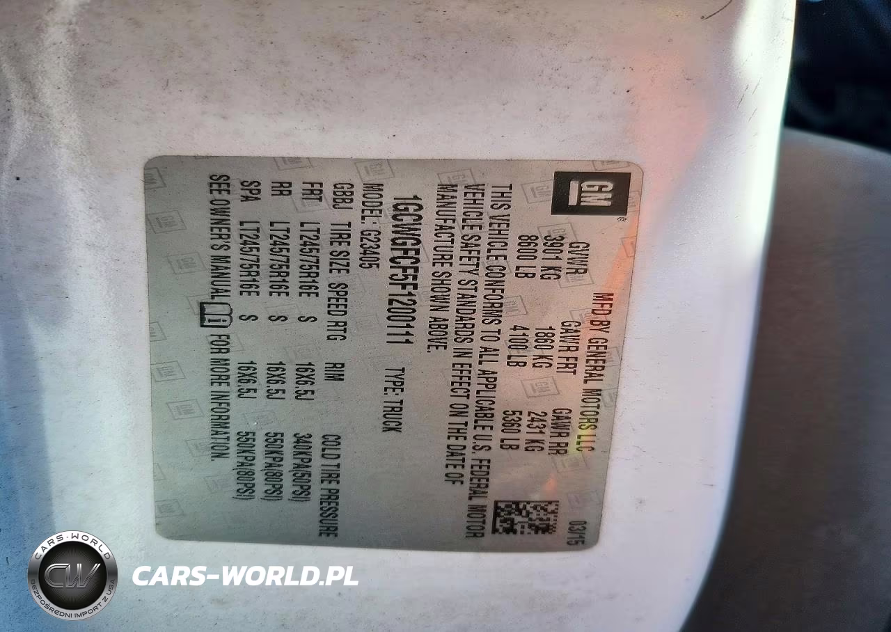 2015 Chevrolet Express 2500 Cargo Delivery Van VIN:1GCWGFCF5F1200111 - 13