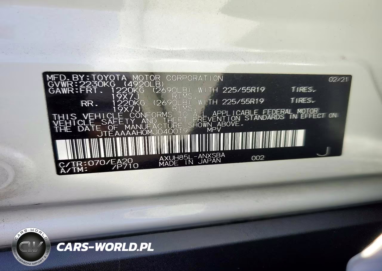 2021 Toyota Venza Limited VIN:JTEAAAAH0MJ040019 - 14