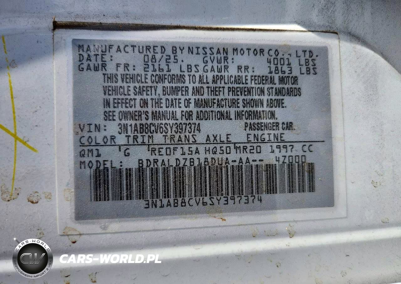 2025 Nissan Sentra Sv VIN:3N1AB8CV6SY397374 - 12