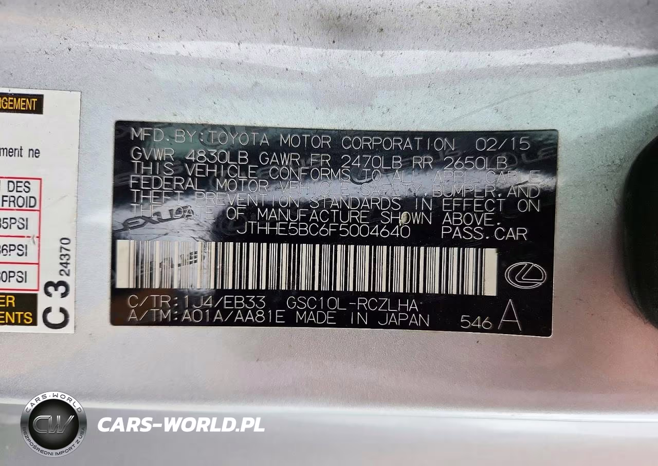 2015 Lexus Rc 350 VIN:JTHHE5BC6F5004640 - 12
