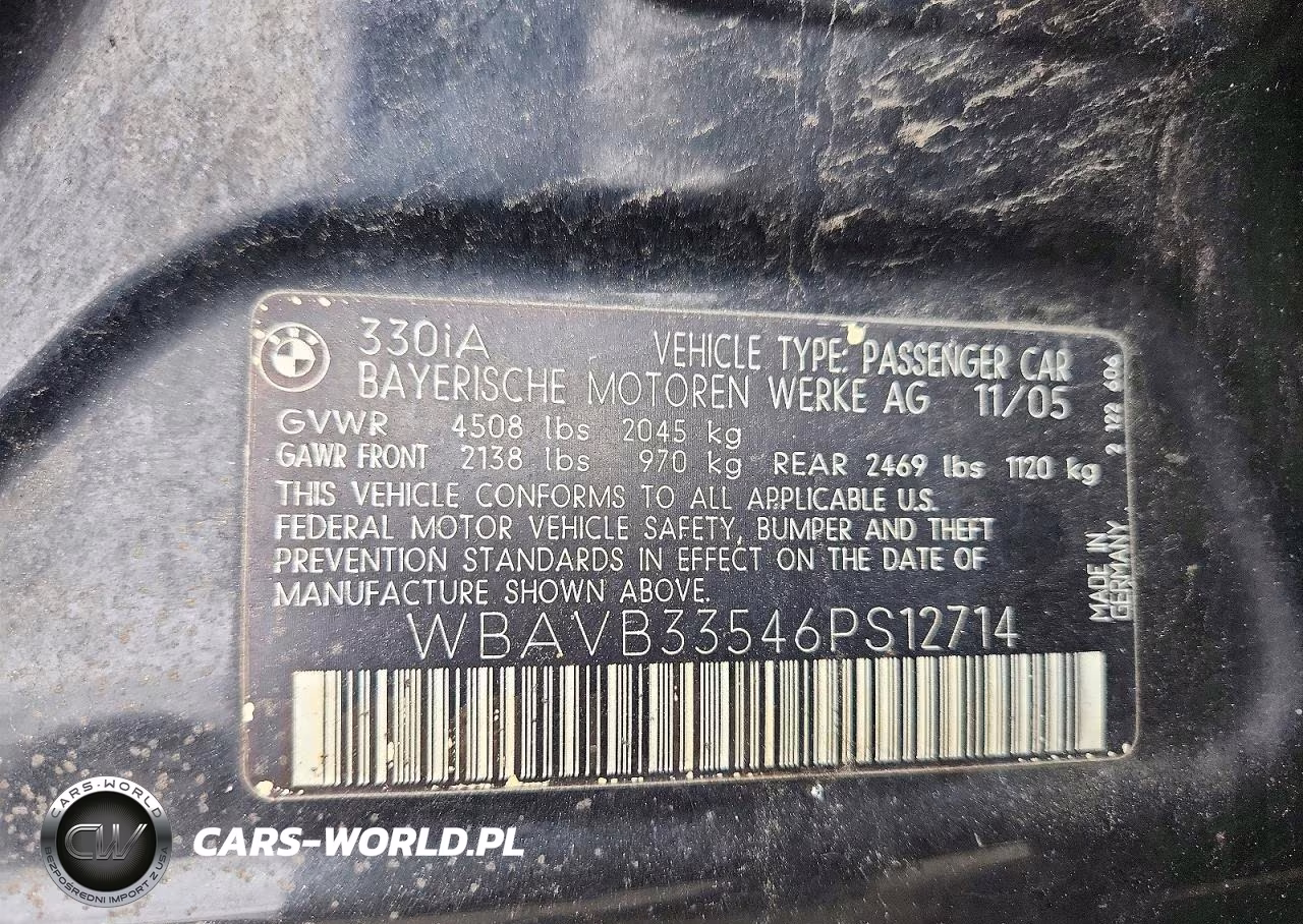 2006 BMW 330 I VIN:WBAVB33546PS12714 - 12