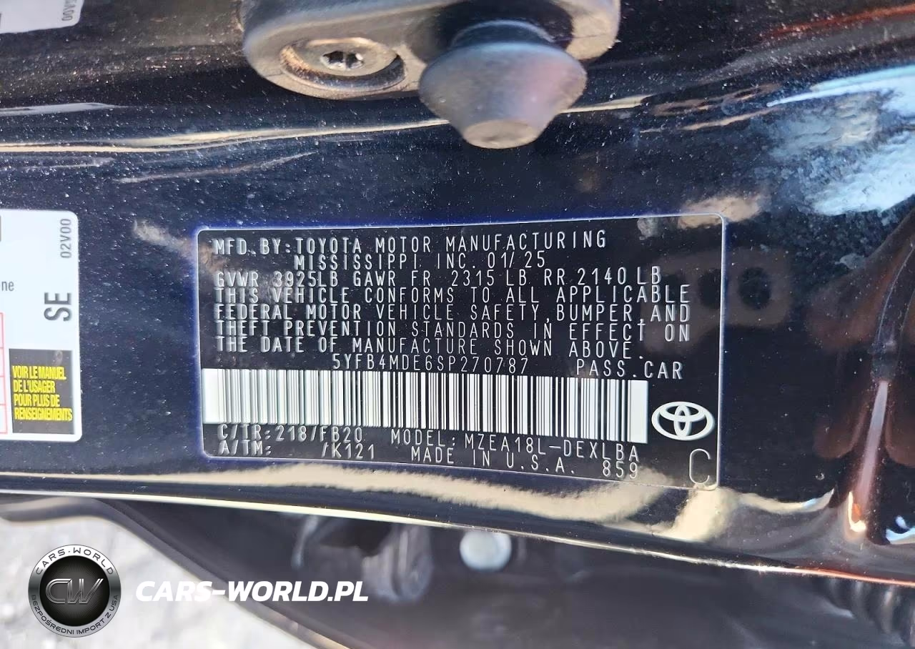 2025 Toyota Corolla Le VIN:5YFB4MDE6SP270787 - 12