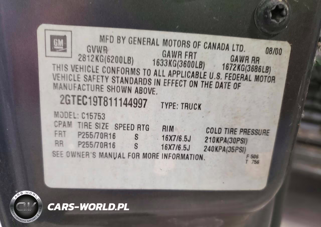 2001 GMC New Sierra C1500 VIN:2GTEC19T811144997 - 13