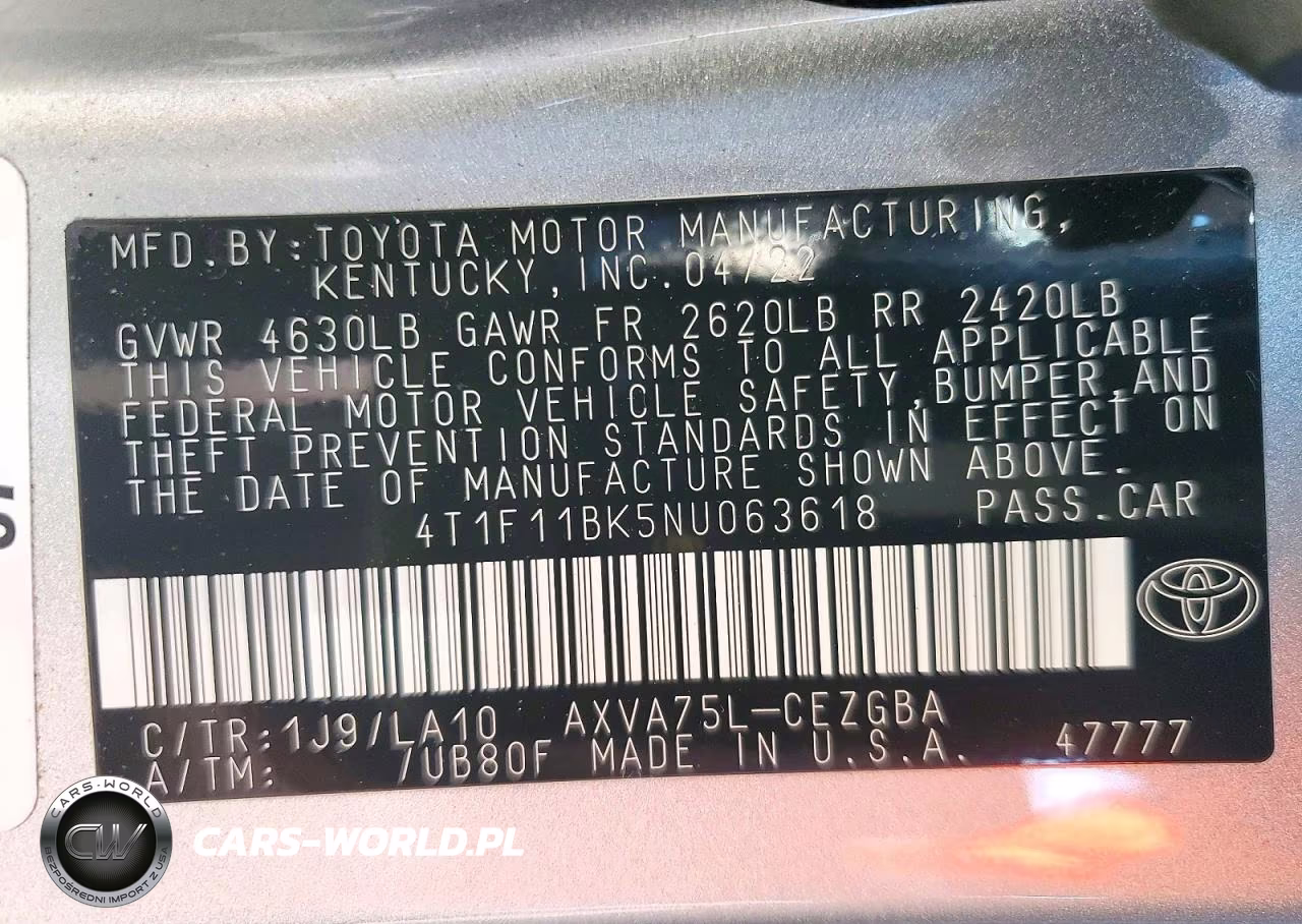 2022 Toyota Camry Xle VIN:4T1F11BK5NU063618 - 13