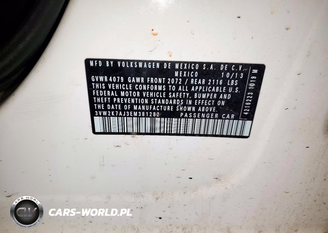 2014 Volkswagen Jetta Base VIN:3VW2K7AJ3EM381282 - 12