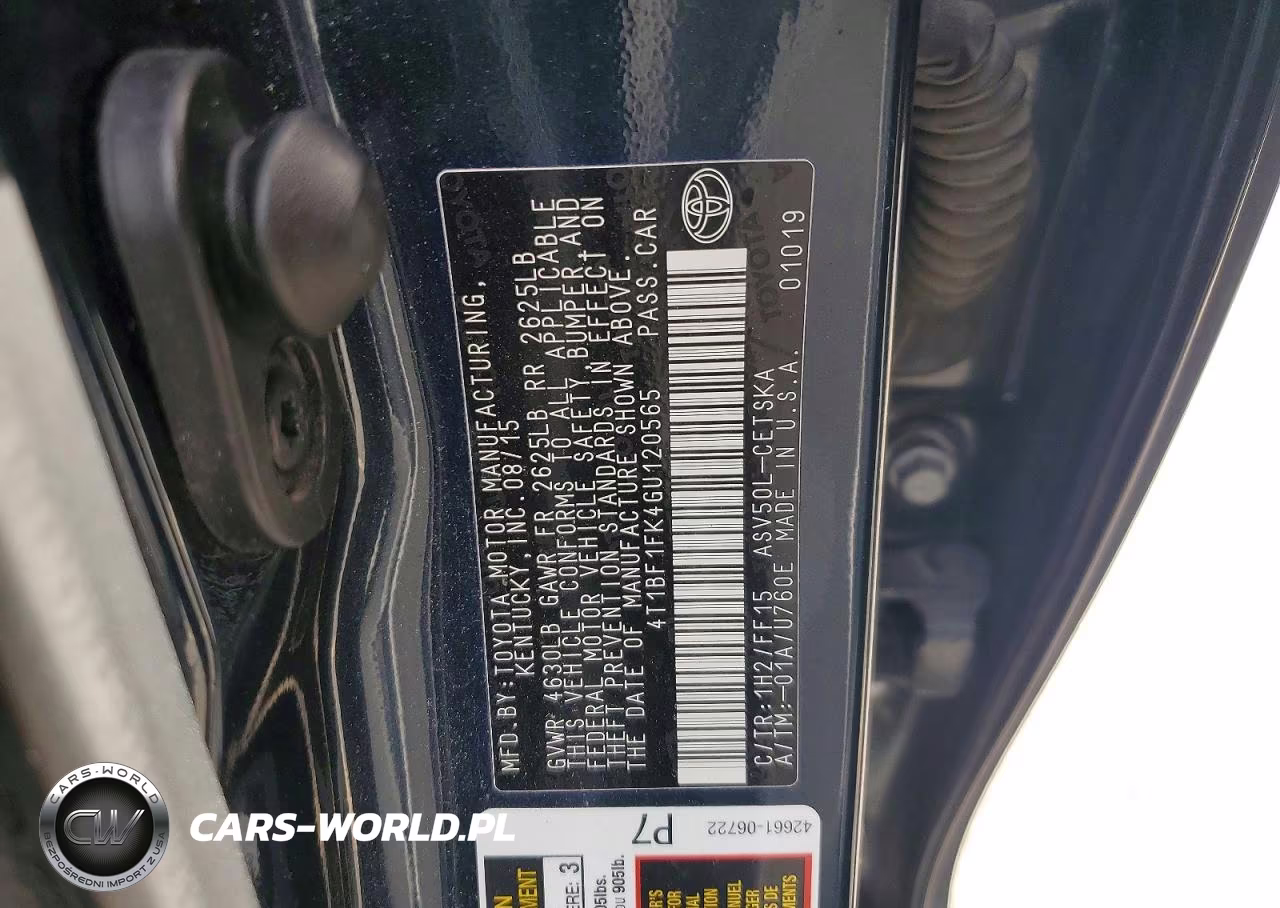 2016 Toyota Camry Se VIN:4T1BF1FK4GU120565 - 12