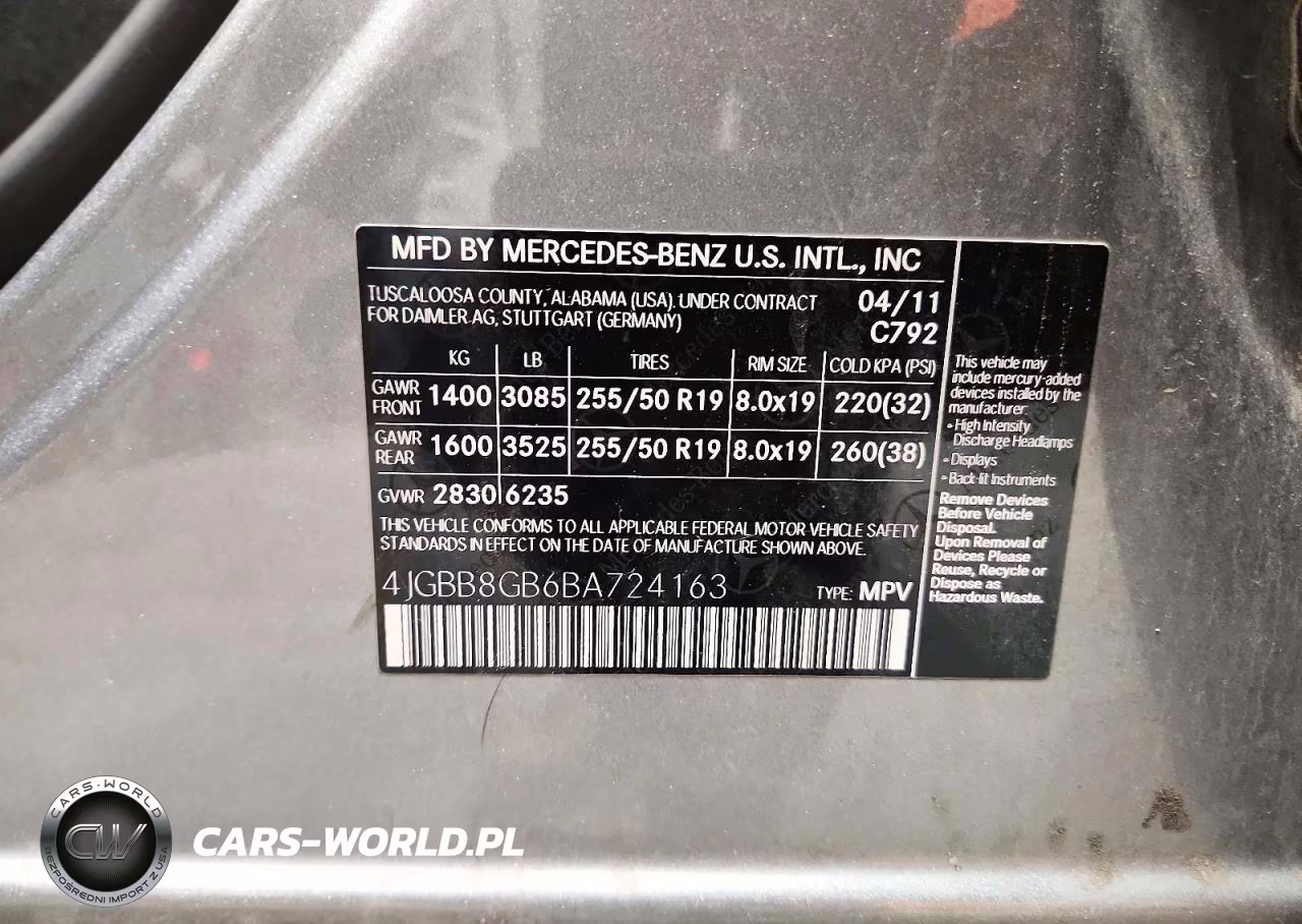 2011 Mercedes-Benz Ml 350 4Matic VIN:4JGBB8GB6BA724163 - 13