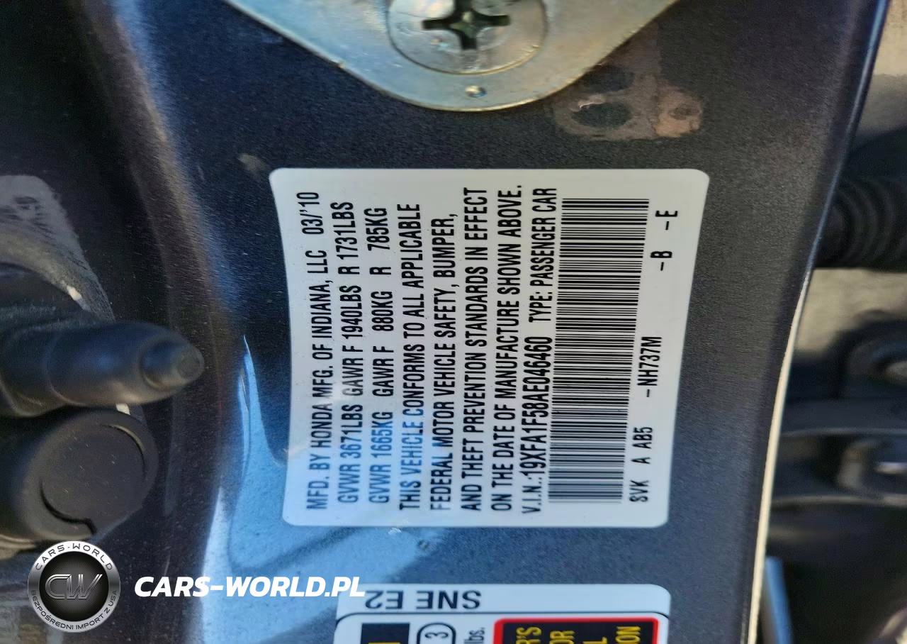2010 Honda Civic Lx VIN:19XFA1F58AE046460 - 13