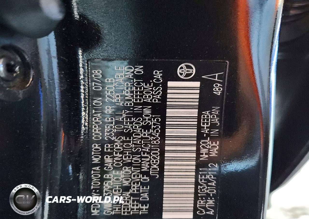 2008 Toyota Prius Base VIN:JTDKB20U183453751 - 12