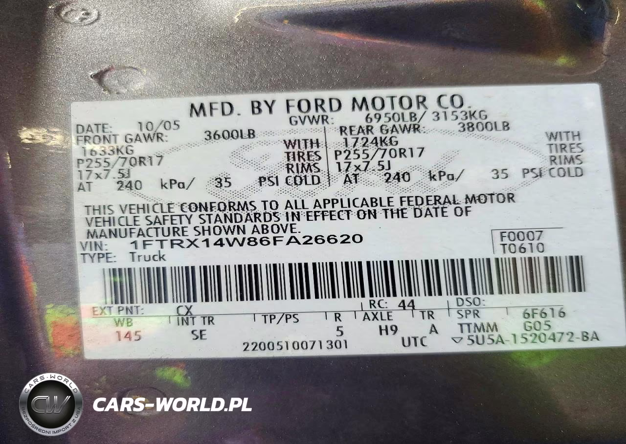 2006 Ford F150 VIN:1FTRX14W86FA26620 - 12