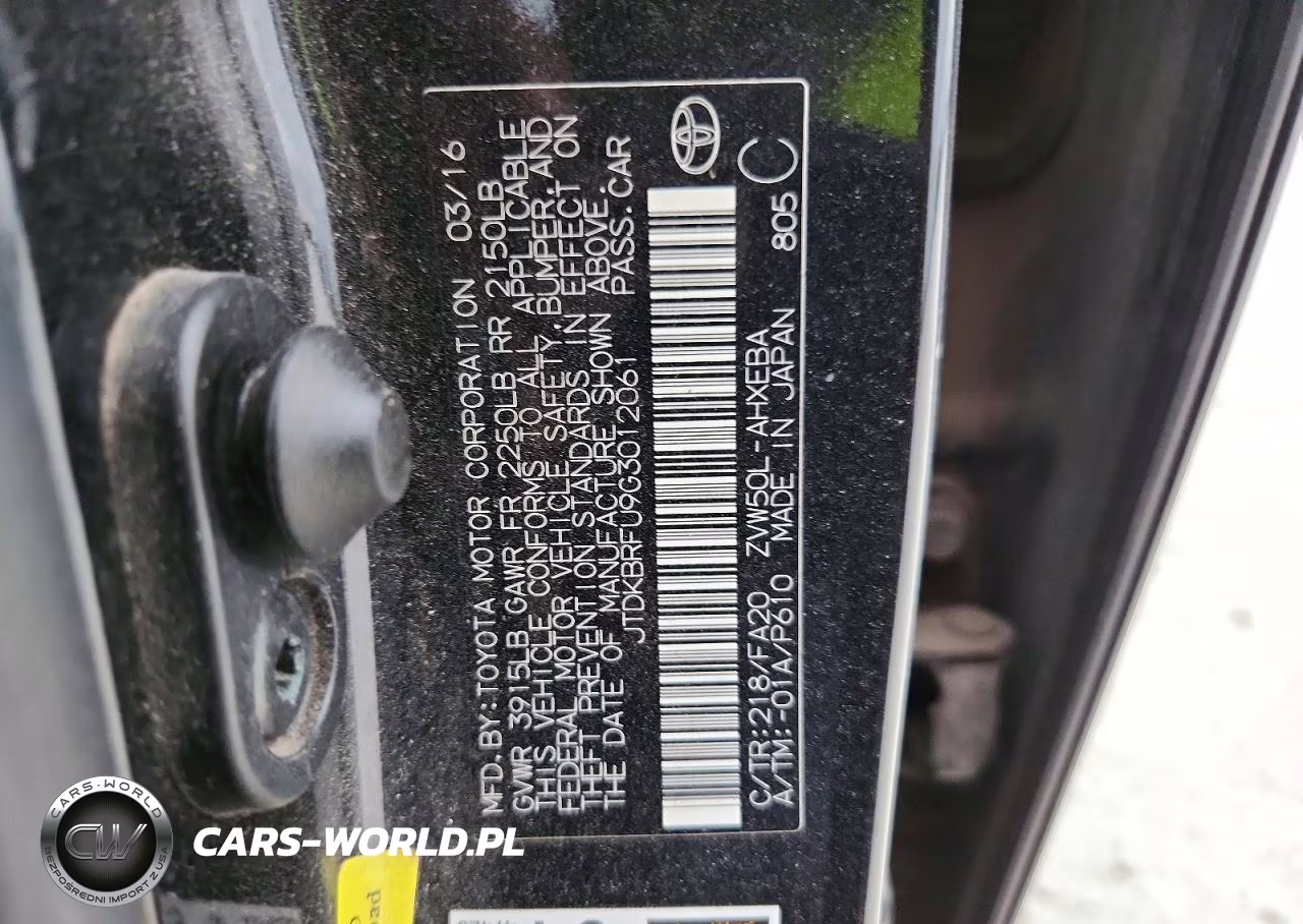 2016 Toyota Prius VIN:JTDKBRFU9G3012061 - 12