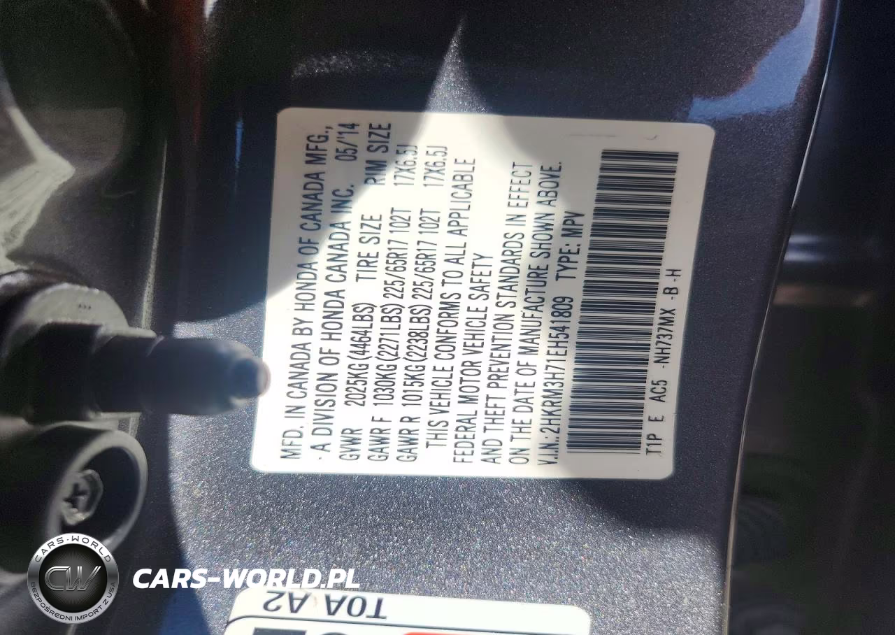2014 Honda Cr-V Exl VIN:2HKRM3H71EH541809 - 13