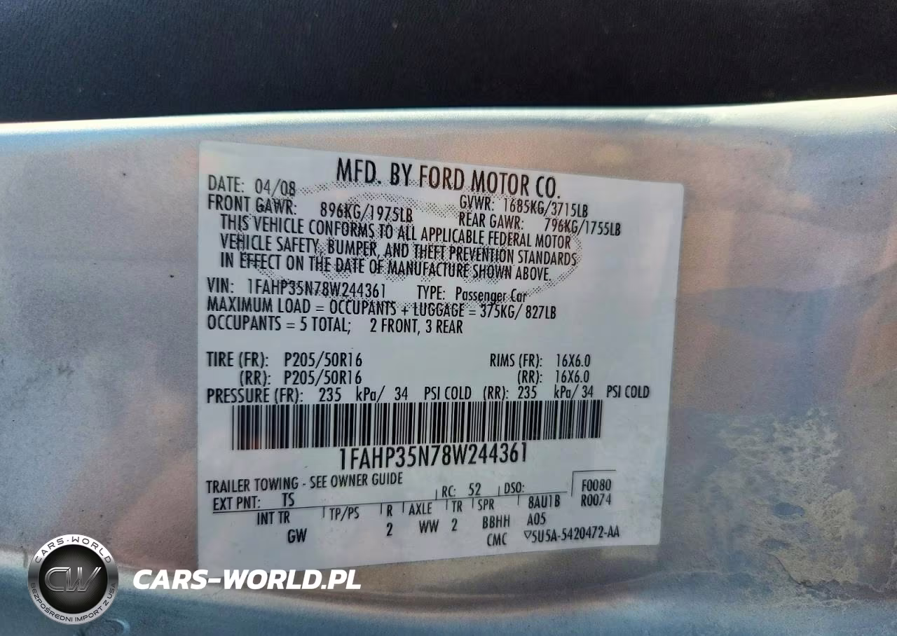 2008 Ford Focus Se VIN:1FAHP35N78W244361 - 12