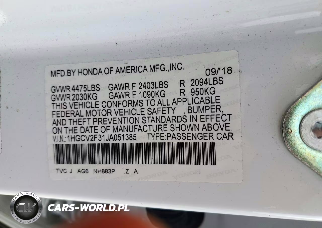2018 Honda Accord Sport VIN:1HGCV2F31JA051385 - 12