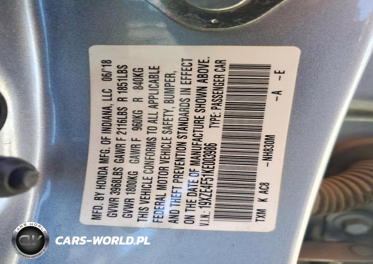 2019 Honda Insight Ex VIN:19XZE4F51KE003986 - 12