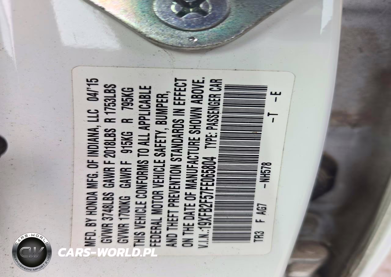 2015 Honda Civic Lx VIN:19XFB2F57FE065804 - 12