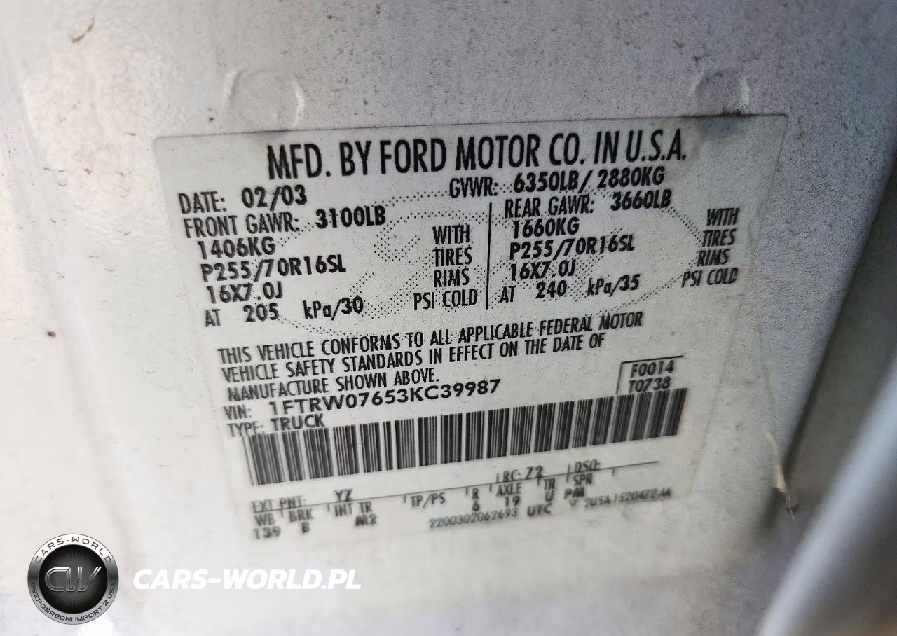 2003 Ford F150 Supercrew VIN:1FTRW07653KC39987 - 12