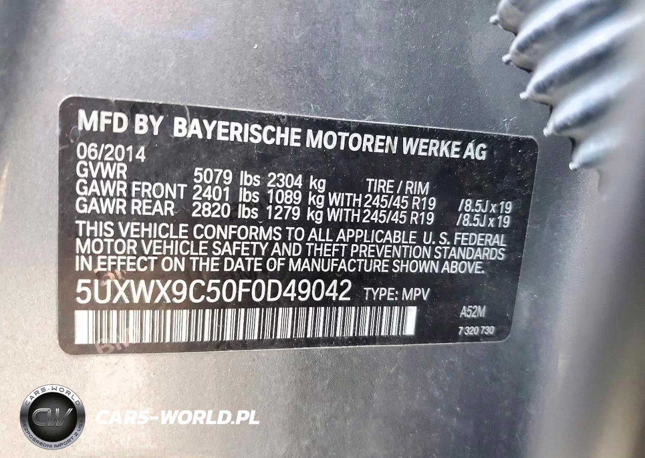 2015 BMW X3 xDrive28I VIN:5UXWX9C50F0D49042 - 13