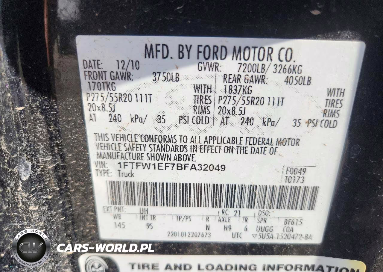 2011 Ford F150 Supercrew VIN:1FTFW1EF7BFA32049 - 12