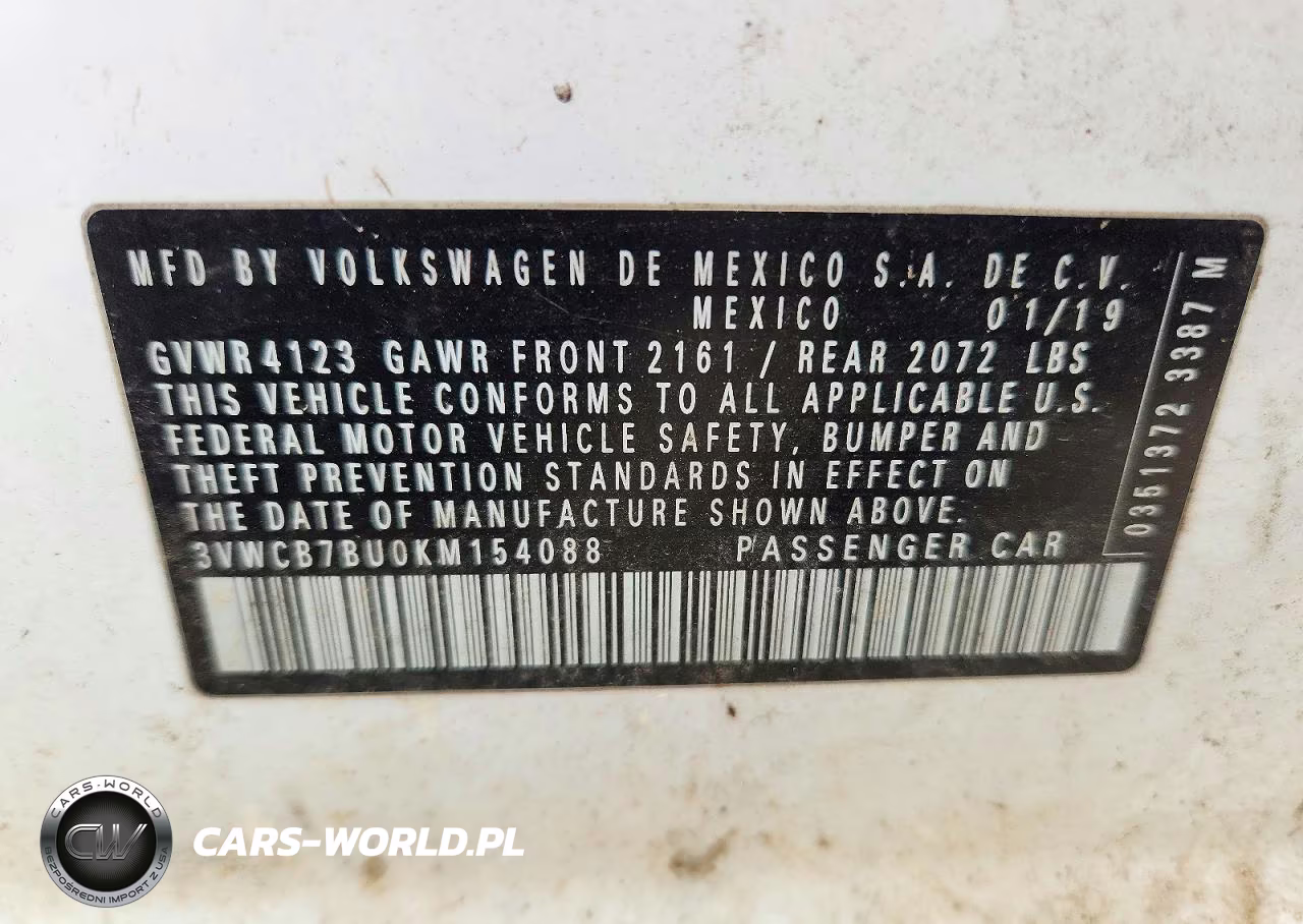 2019 Volkswagen Jetta S VIN:3VWCB7BU0KM154088 - 12