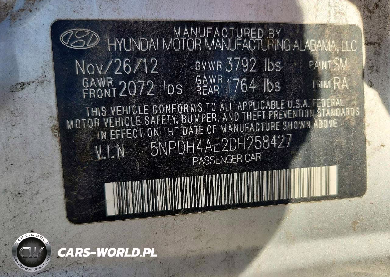 2013 Hyundai Elantra Gls VIN:5NPDH4AE2DH258427 - 12