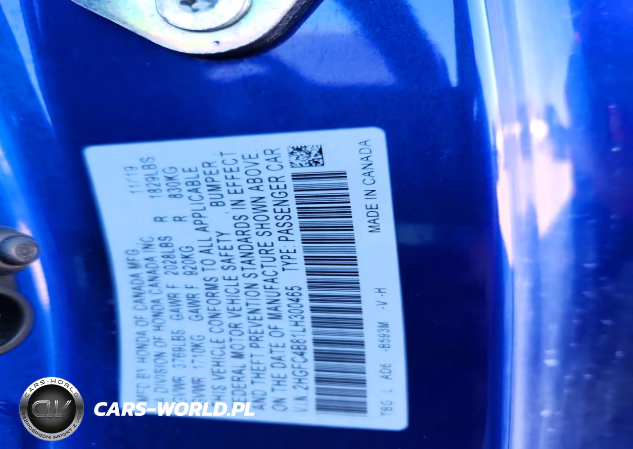 2020 Honda Civic Sport VIN:2HGFC4B81LH300465 - 12