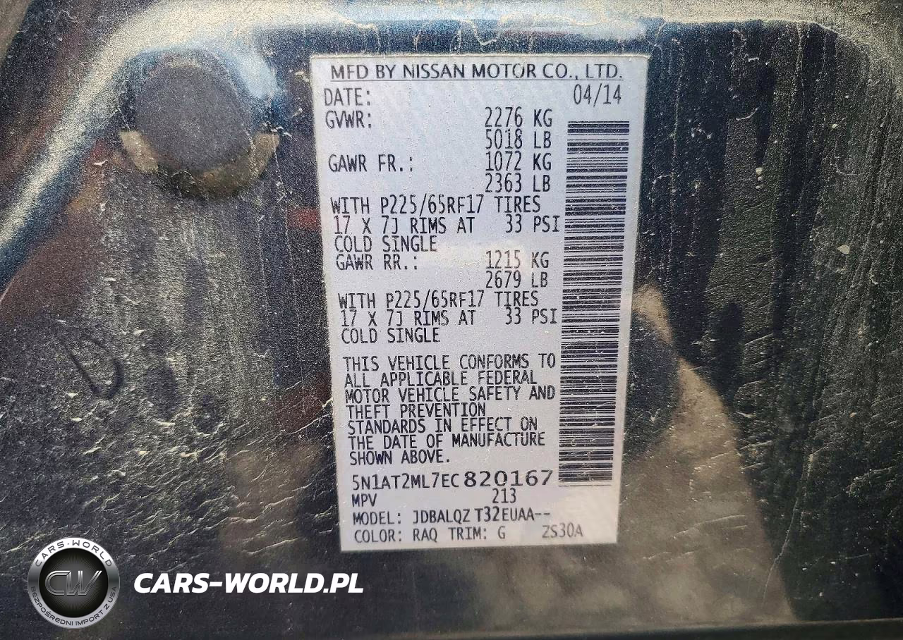 2014 Nissan Rogue S VIN:5N1AT2ML7EC820167 - 13